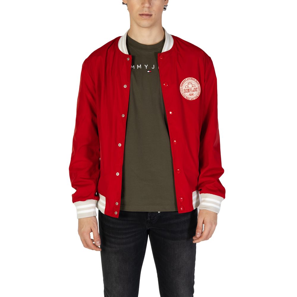 Bomber Jacket by Replay for men in cotton polyester red features an contemporary silhouette, showcasing a sophisticated and contemporary for a truly refined look.