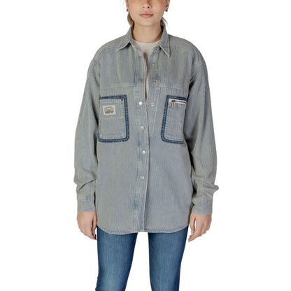 Replay Women's Long-Sleeve Denim Cotton Shirt - Blue