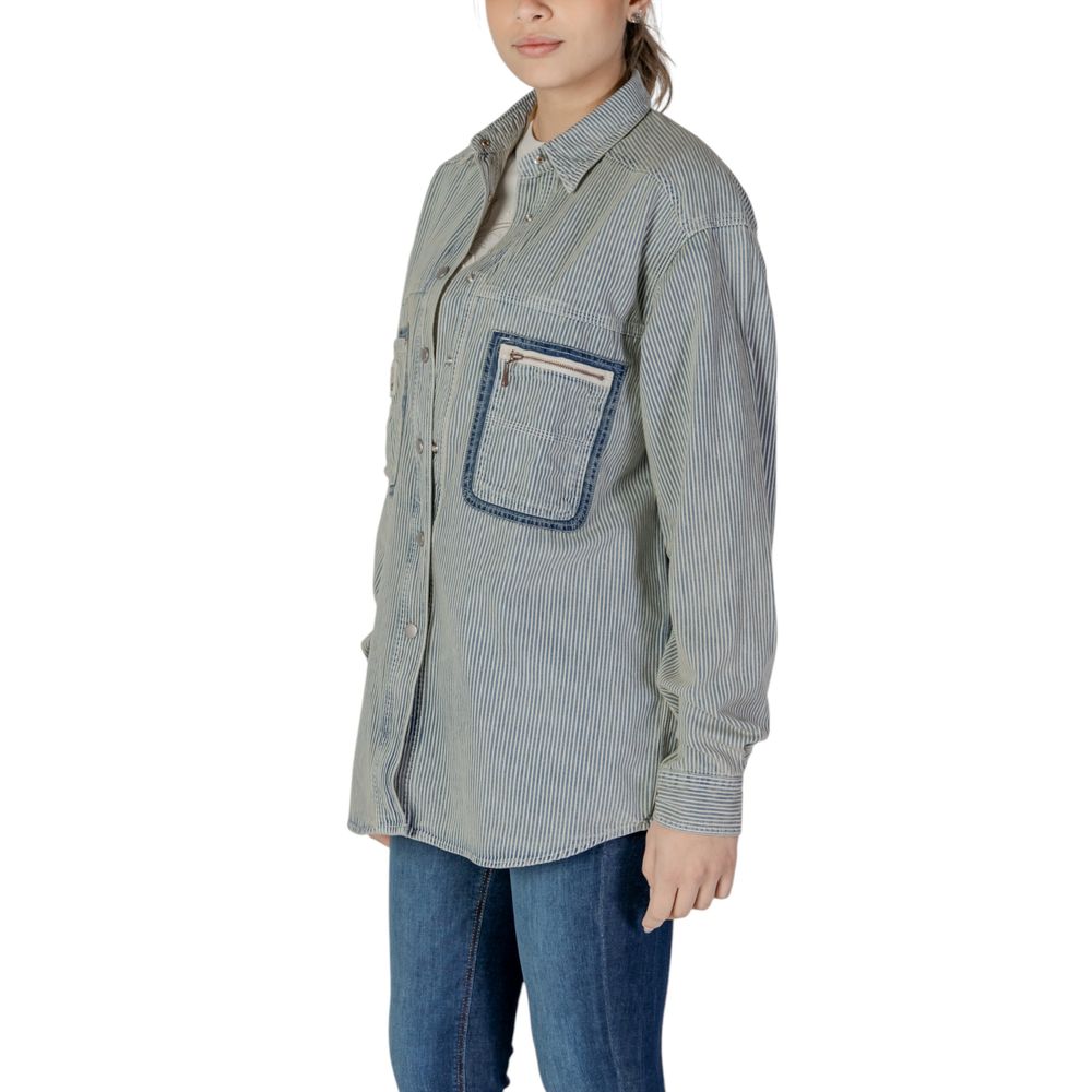Replay Women's Long-Sleeve Denim Cotton Shirt - Blue