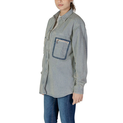 Replay Women's Long-Sleeve Denim Cotton Shirt - Blue
