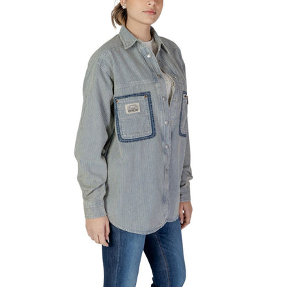 Replay Women's Long-Sleeve Denim Cotton Shirt - Blue