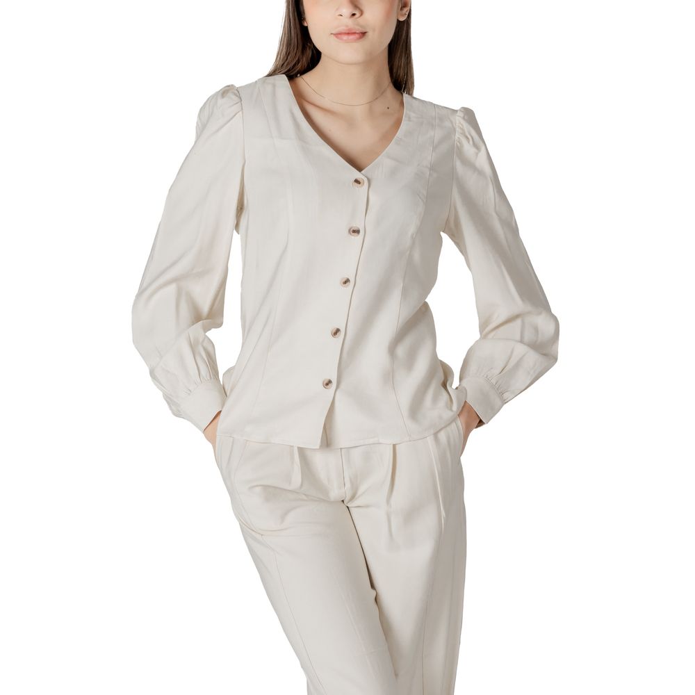 Activewear Top by Vila Clothes for women in polyester & viscose cream features an contemporary silhouette with , , and a contemporary .