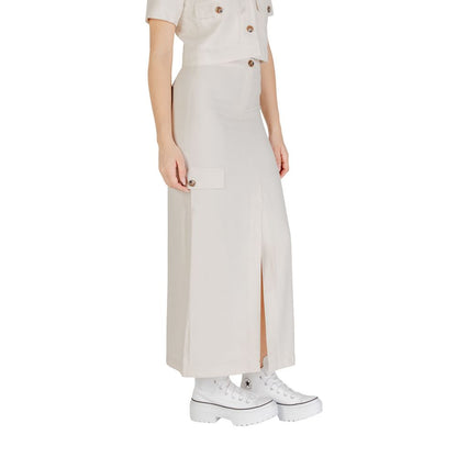 Skirt by Jacqueline De Yong for women in polyester & viscose features an tailored silhouette, artfully capturing the essence of Women's Maxi Long Polyester & Viscose Skirt in a sophisticated maxi long.