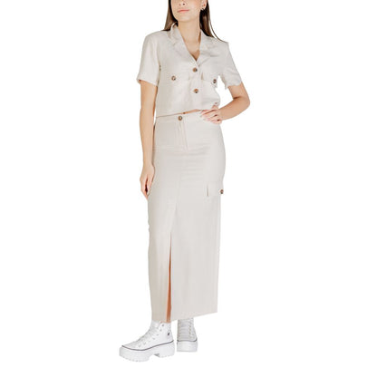 Skirt by Jacqueline De Yong for women in polyester & viscose features a sublime silhouette, showcasing the sublime design of the Women's Maxi Long Polyester & Viscose Skirt in a sophisticated maxi long.