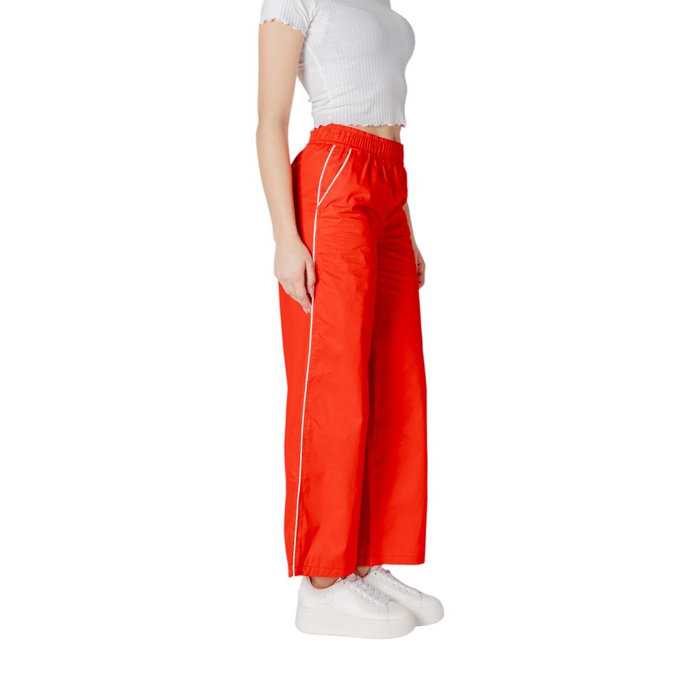Trousers by Only for women in cotton red features an on trend silhouette, showcasing a sophisticated wide with a long and for an on trend finish.