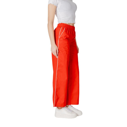 Trousers by Only for women in cotton red features an on trend silhouette, showcasing a sophisticated wide with a long and for an on trend finish.