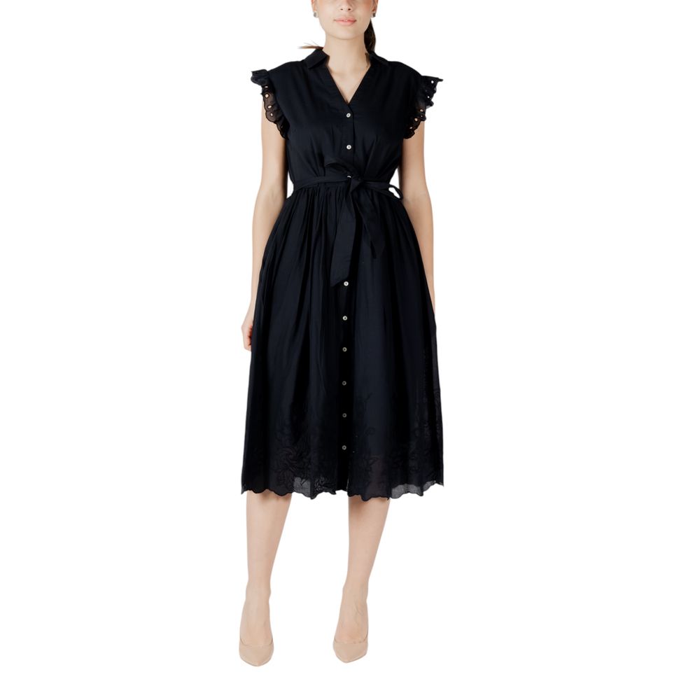 Vila Clothes Women's Midi Sleeveless V-Neck Cotton Dress - Black