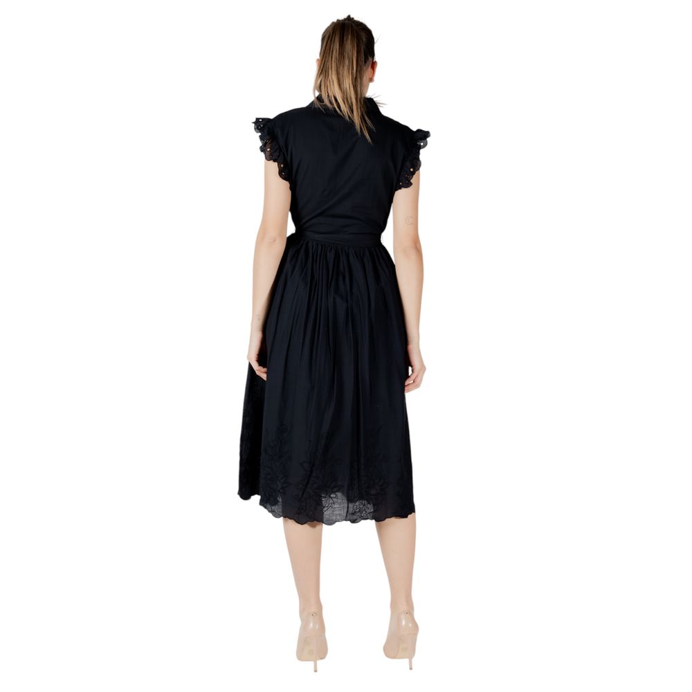 Vila Clothes Women's Midi Sleeveless V-Neck Cotton Dress - Black