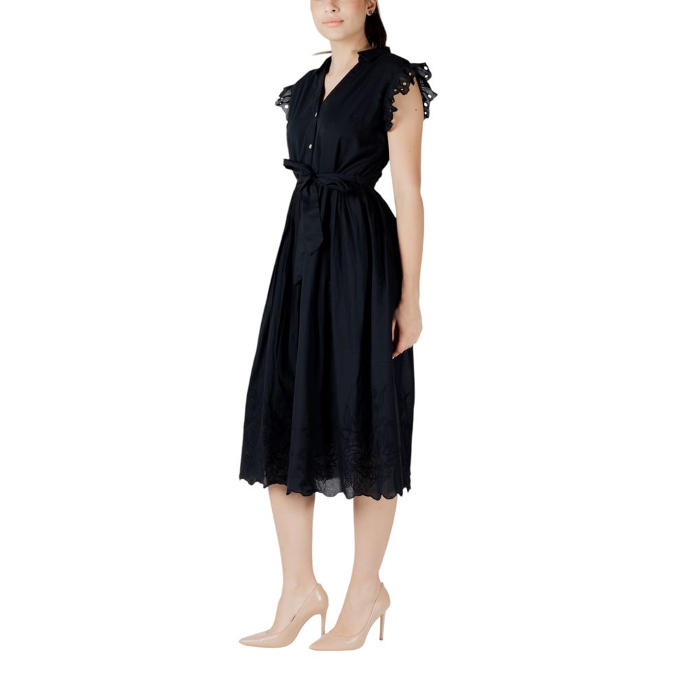 Vila Clothes Women's Midi Sleeveless V-Neck Cotton Dress - Black