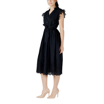Vila Clothes Women's Midi Sleeveless V-Neck Cotton Dress - Black
