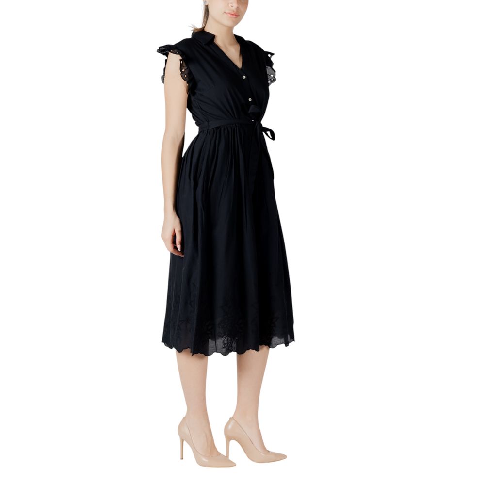 Vila Clothes Women's Midi Sleeveless V-Neck Cotton Dress - Black