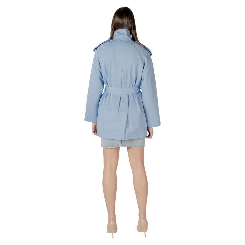 Parka by Morgan De Toi for women in cotton polyester blue features an avant garde silhouette, showcasing refined and a sophisticated high-collar neckline for a polished look.