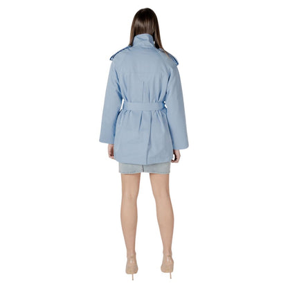 Parka by Morgan De Toi for women in cotton polyester blue features an avant garde silhouette, showcasing refined and a sophisticated high-collar neckline for a polished look.