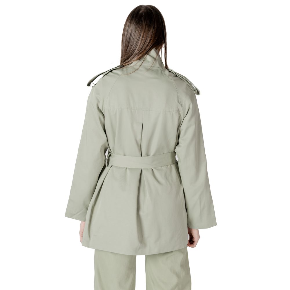 Parka by Morgan De Toi for women in cotton polyester green features an avant garde silhouette, showcasing refined and a sophisticated high-collar neckline for a polished look.