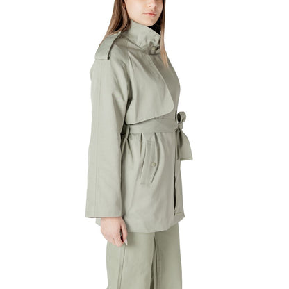 Parka by Morgan De Toi for women in cotton polyester green presents a decadent silhouette, showcasing the decadent high-collar neckline and functional for a premium, weather-ready look.