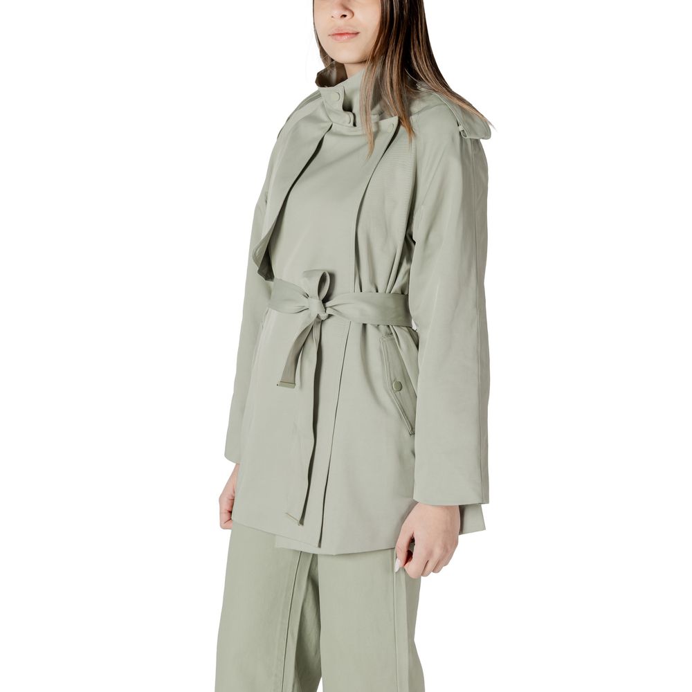 Parka by Morgan De Toi for women in cotton polyester green, presenting a cosy silhouette with distinctive and a refined high-collar neckline.