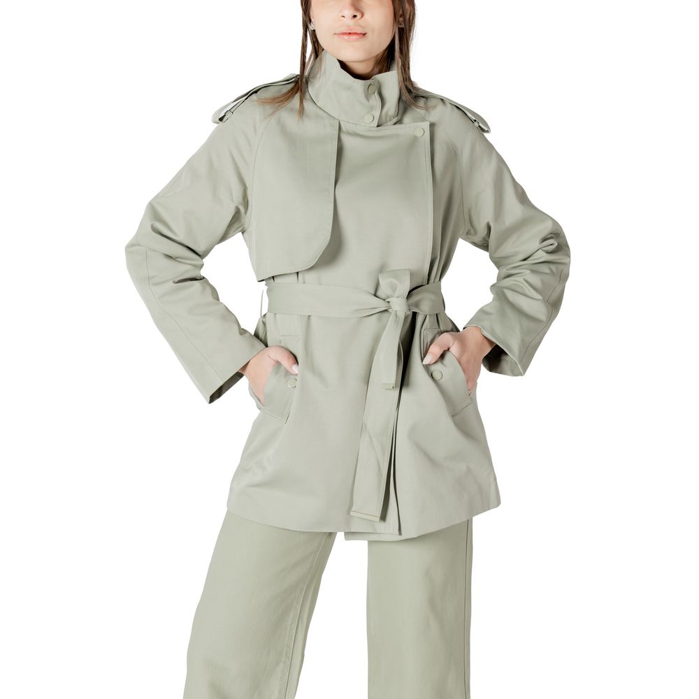Parka by Morgan De Toi for women in cotton polyester green features a modern silhouette, showcasing a sophisticated high-collar neckline and premium for a truly modern finish.