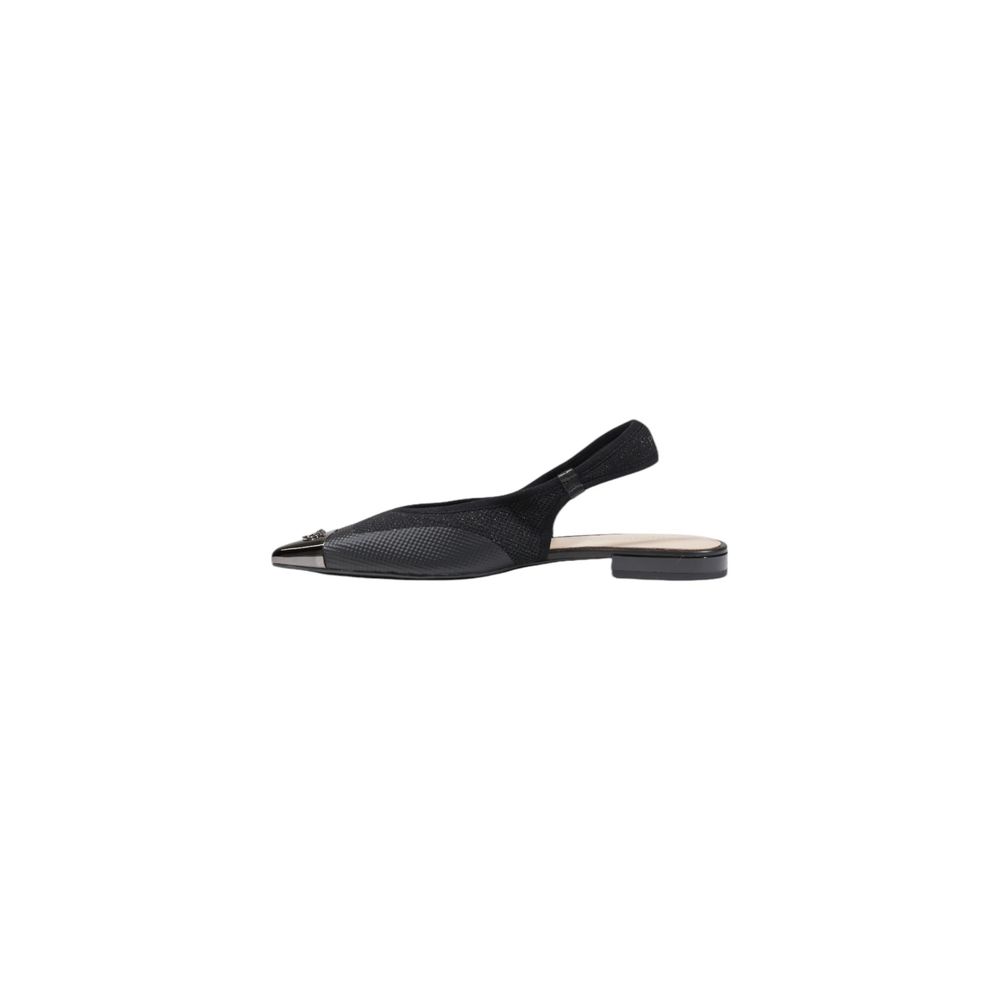 Flat Slingback Sandals by PINKO for women in leather & lurex black features an statuesque silhouette from the Women's Leather & Lurex Flat Slingback Sandals collection, showcasing a statuesque flat and elegant pointed toe style.