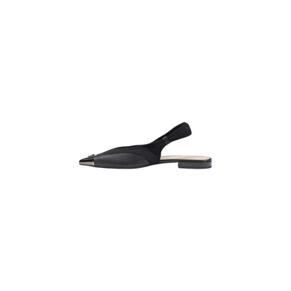 Flat Slingback Sandals by PINKO for women in leather & lurex black features an statuesque silhouette from the Women's Leather & Lurex Flat Slingback Sandals collection, showcasing a statuesque flat and elegant pointed toe style.