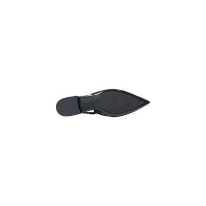 Flat Slingback Sandals by PINKO for women in leather & lurex and black presents a sculptural silhouette, showcasing the signature style of the Women's Leather & Lurex Flat Slingback Sandals with a sculptural flat and sculptural pointed toe style.