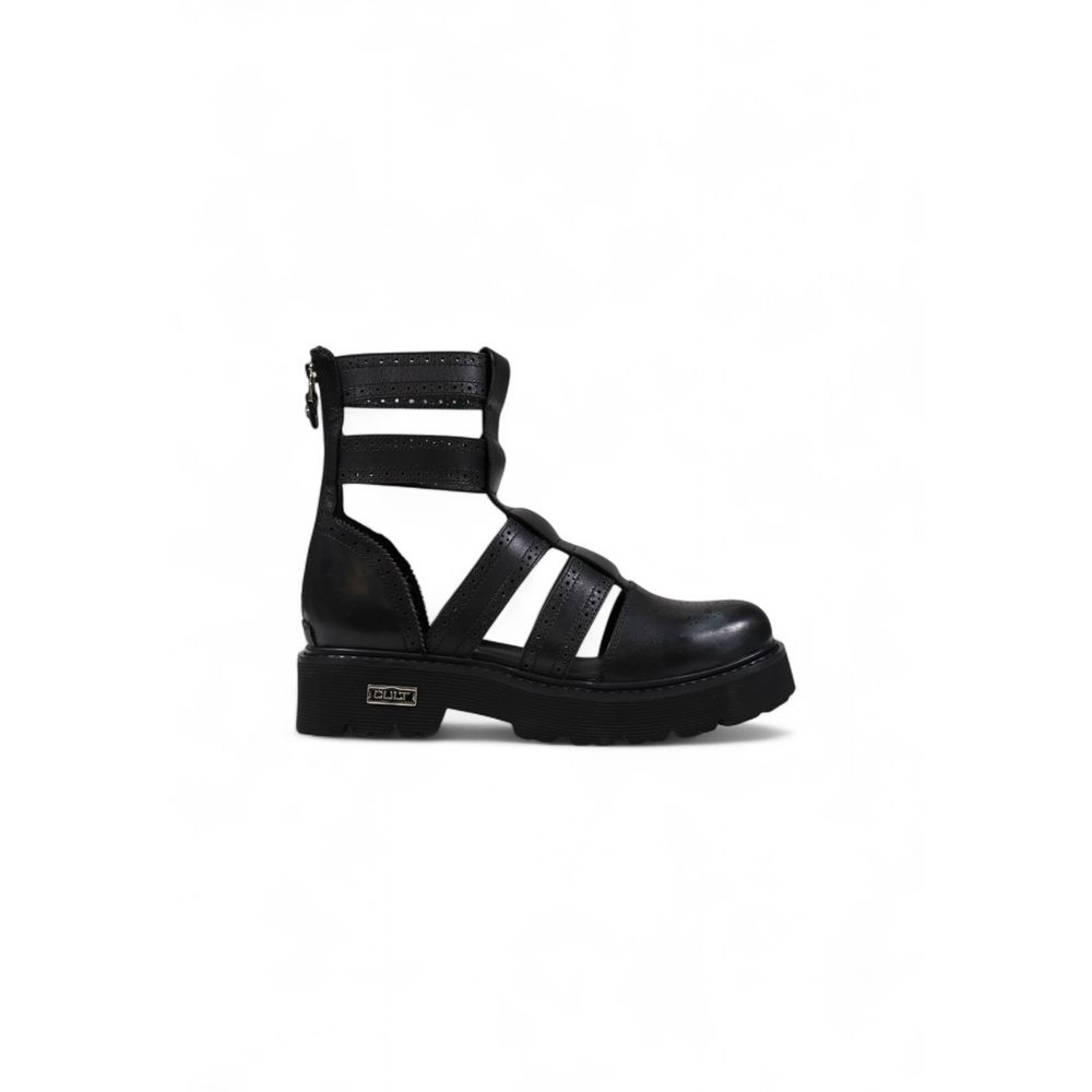 Sandals by Cult for women in leather black showcases a sculptural silhouette as Women's Leather Sandals, defined by a sculptural and sculptural for a sculptural look.