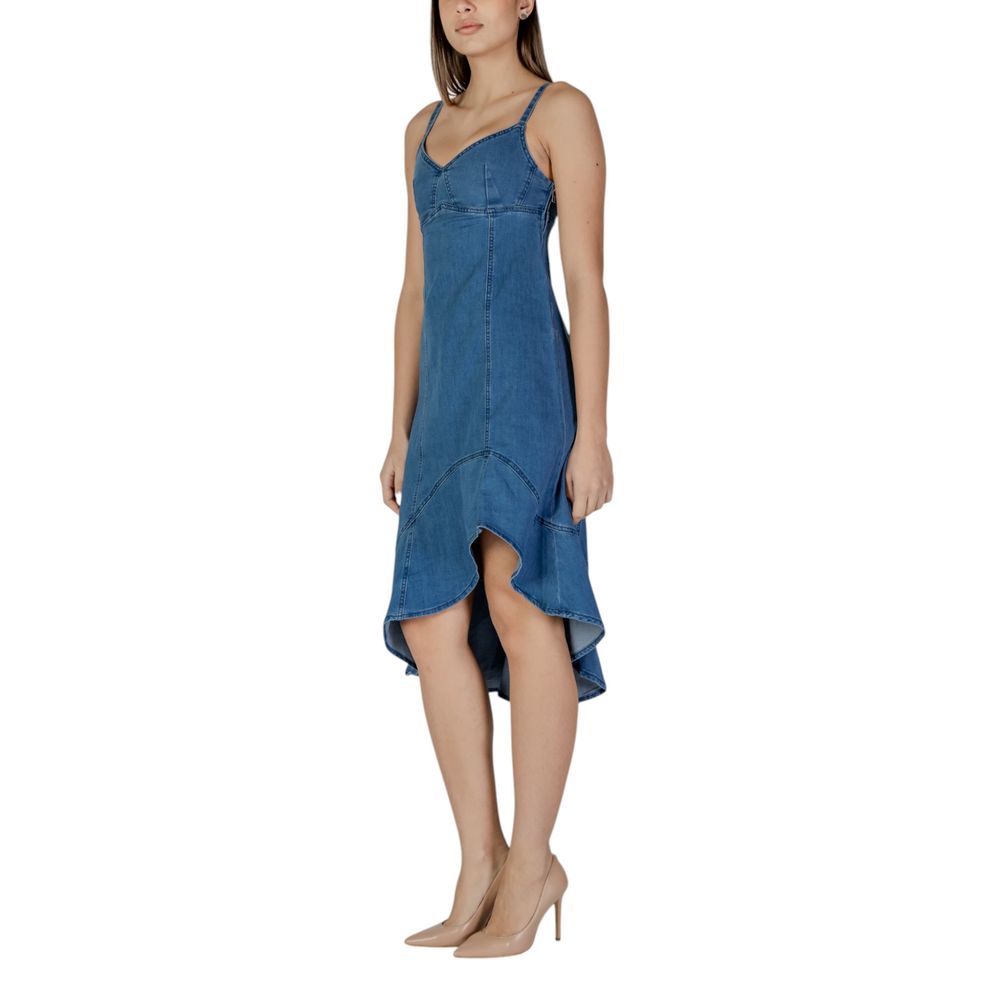 Desigual Women's Long Stretch Polyester Cotton Dress - Blue