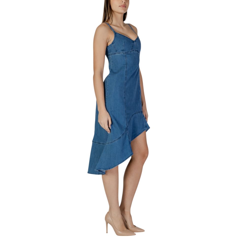 Desigual Women's Long Stretch Polyester Cotton Dress - Blue