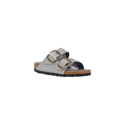 Slider Slippers by Birkenstock for women in leather & cork gray presents a something went wrong. try again. silhouette, perfectly capturing the something went wrong. try again. essence of Women's Leather & Cork Slider Slippers with its signature and .