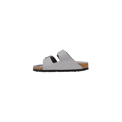 Slider Slippers by Birkenstock for women in leather & cork gray features an effortless chic Women's Leather & Cork Slider Slippers aesthetic, defined by a and a refined .