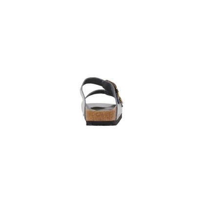 Slider Slippers by Birkenstock for women in leather & cork gray features an effortless chic silhouette from the Women's Leather & Cork Slider Slippers collection, showcasing a and effortless chic .