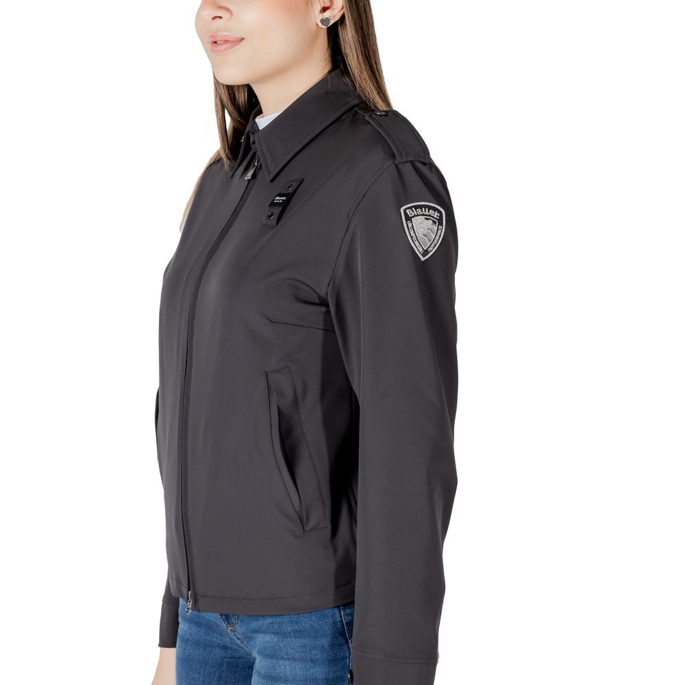 Overcoat by Blauer for women in stretch polyamide black features an voluminous silhouette, showcasing distinct and a voluminous for a truly voluminous aesthetic.