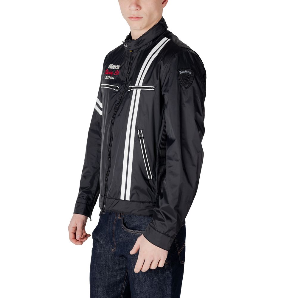Jacket by Blauer for men in polyamide black & striped showcases a contemporary silhouette, detailed with a contemporary and premium lightweight & pockets for a sophisticated finish.