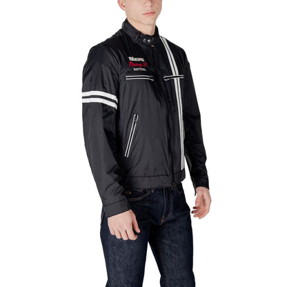 Jacket by Blauer for men in polyamide black & striped showcases a enveloping silhouette, artfully detailed with a enveloping and premium lightweight & pockets for a truly enveloping finish.