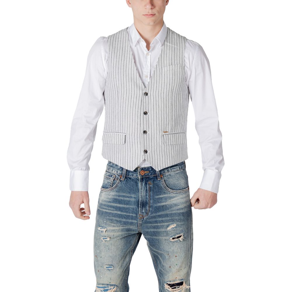Gianni Lupo Men's Linen & Cotton Vest - Black