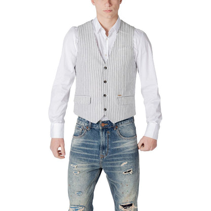 Gianni Lupo Men's Linen & Cotton Vest - Black