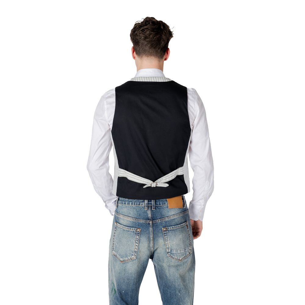 Gianni Lupo Men's Linen & Cotton Vest - Black
