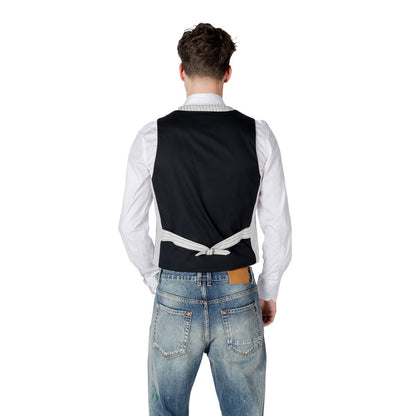 Gianni Lupo Men's Linen & Cotton Vest - Black