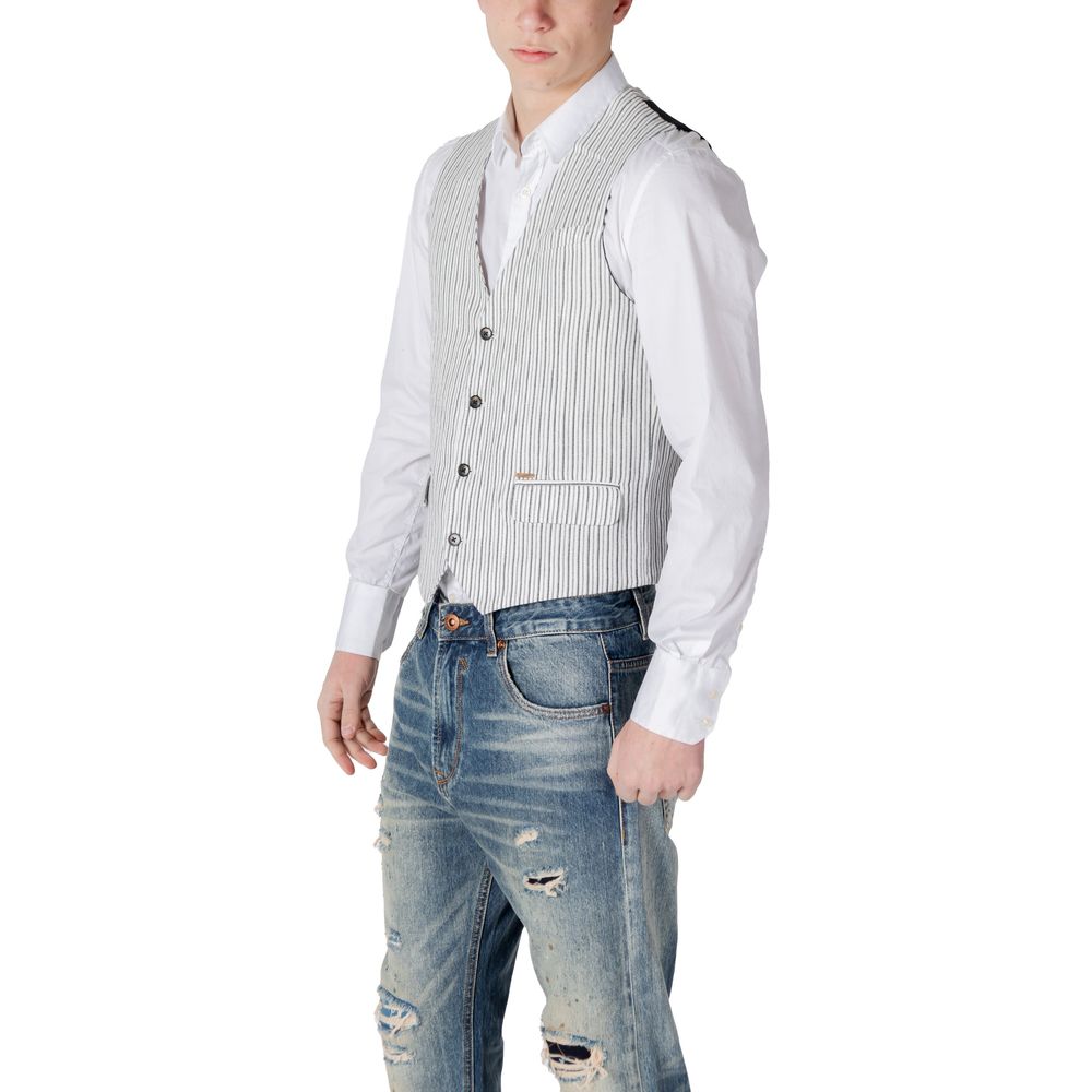 Gianni Lupo Men's Linen & Cotton Vest - Black