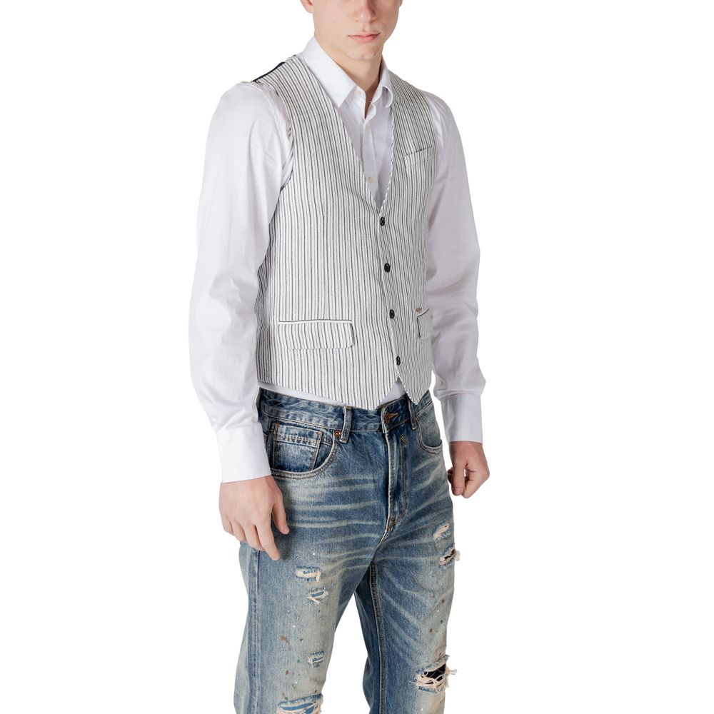 Gianni Lupo Men's Linen & Cotton Vest - Black