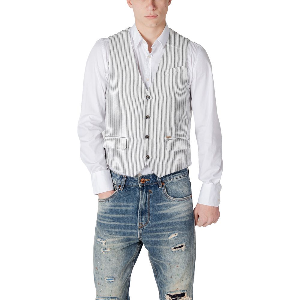 Gianni Lupo Men's Linen & Cotton Vest - Black