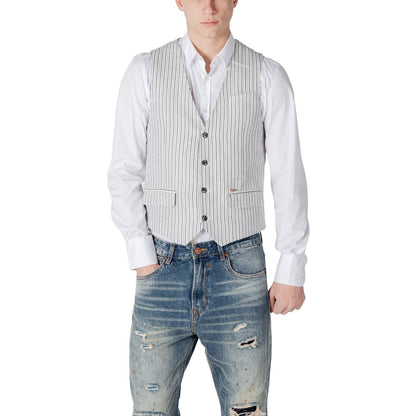 Gianni Lupo Men's Linen & Cotton Vest - Black