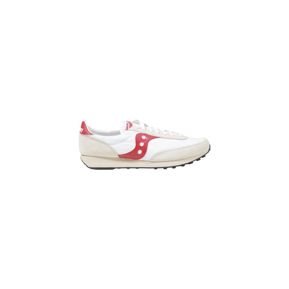 Sneakers by Saucony for men in synthetic leather white features an sumptuous silhouette, showcasing the premium Men's Athletic Casual Synthetic Leather Sneakers in a sumptuous athletic casual style that offers a sumptuous finish for refined style.