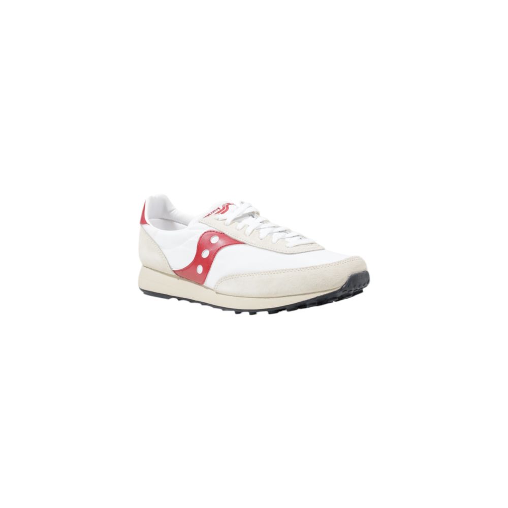 Sneakers by Saucony for men in synthetic leather white features an opulent silhouette from the Men's Athletic Casual Synthetic Leather Sneakers collection, showcasing a signature athletic casual style with an opulent finish.