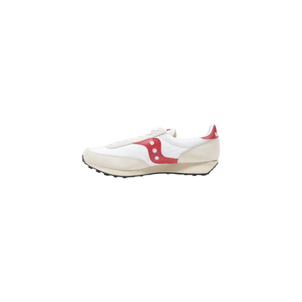 Sneakers by Saucony for men in synthetic leather white presents a sumptuous silhouette as Men's Athletic Casual Synthetic Leather Sneakers, expertly defined by a sumptuous athletic casual style for a sumptuous, high-fashion look.