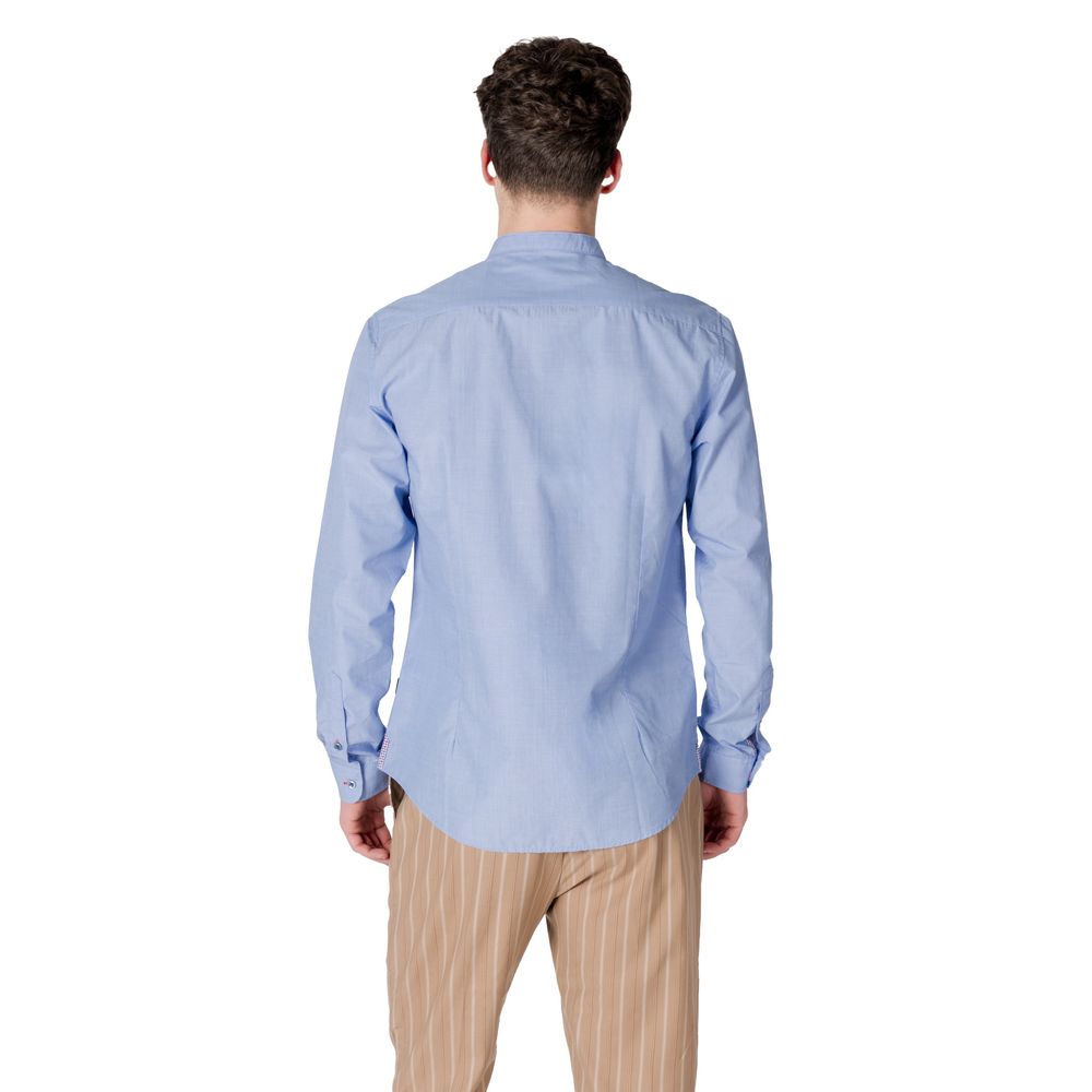 Gianni Lupo Men's Long-Sleeve Cotton Polyester Shirt - Light Blue