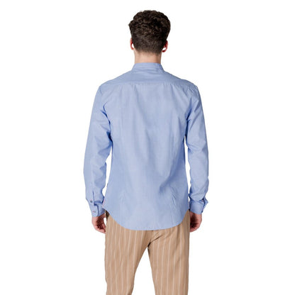 Gianni Lupo Men's Long-Sleeve Cotton Polyester Shirt - Light Blue