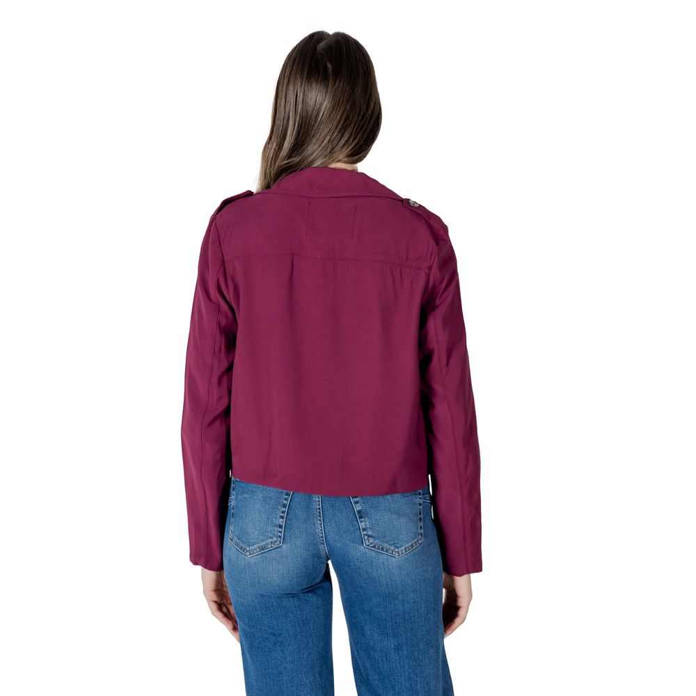 Parka by Street One for women in polyester & viscose purple presents a decadent silhouette, showcasing the decadent lapel notch-lapel neckline and functional lightweight for a premium, weather-ready look.
