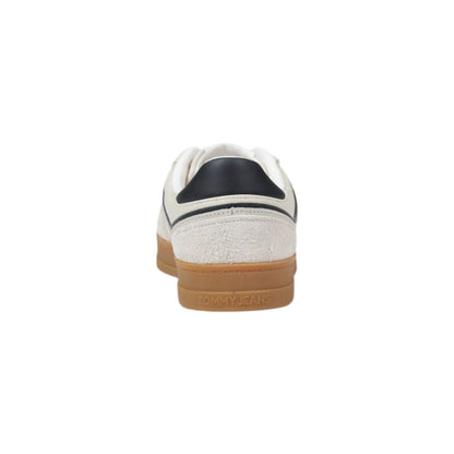 Sneakers by Tommy Hilfiger Jeans for men in leather & rubber cream features an sumptuous design from the Men's Low-Top Casual Leather & Rubber Sneakers collection, highlighting a sumptuous low-top casual style for a premium, high-fashion look.