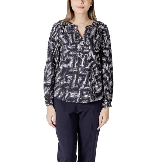 Street One Women's Lightweight Long-Sleeve V-Neck Viscose Shirt - Blue