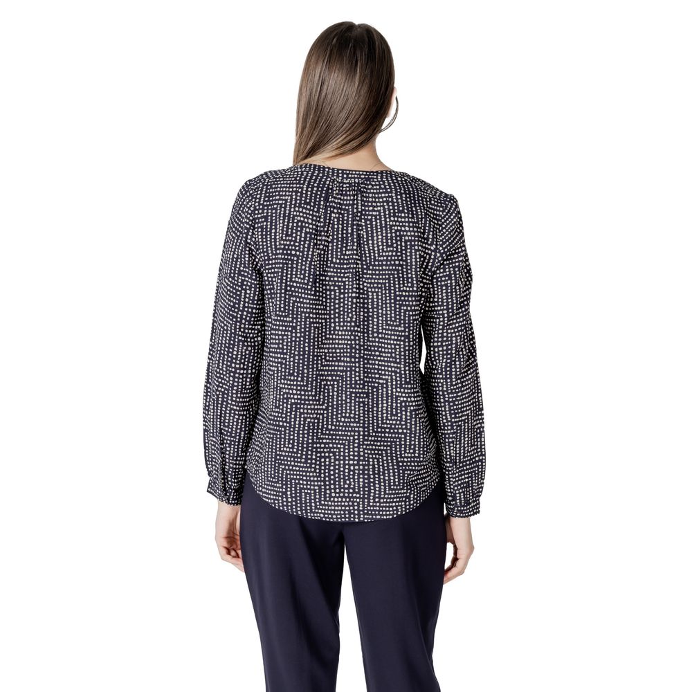 Street One Women's Lightweight Long-Sleeve V-Neck Viscose Shirt - Blue